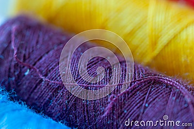 Purple thread for sewing and needlework Stock Photo