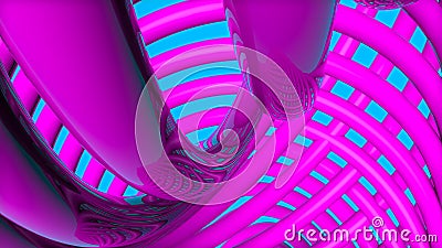 Purple three-dimensional rings on a turquoise. 3d render illustration Cartoon Illustration