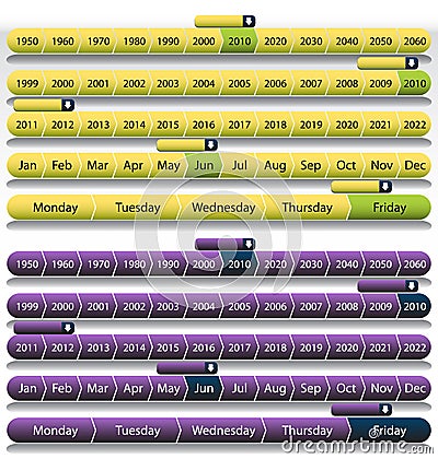 Purple Timeline Chart Set Vector Illustration