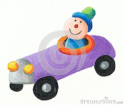 Purple Toy car Cartoon Illustration