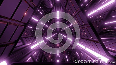 Purple triangle space tunnel with nice reflections Stock Photo