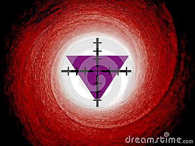 Purple triangles religious persecution Stock Photo