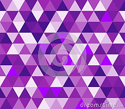 Purple triangular seamless pattern. Geometric vector background. Polygonal mosaic decorative backdrop. Easy to edit design Vector Illustration