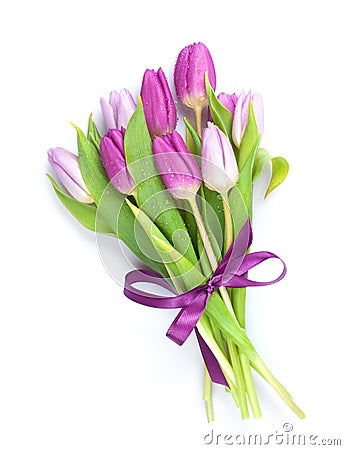 Purple tulips bouquet Stock Photo