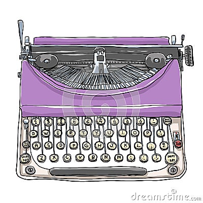 purple typewriter vintage art Stock Photo