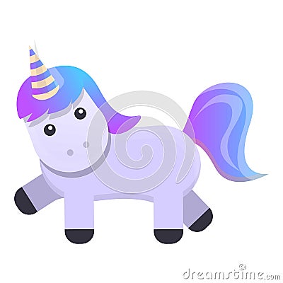 Purple unicorn icon, cartoon style Vector Illustration