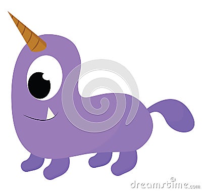 A purple unicorn monster vector or color illustration Vector Illustration