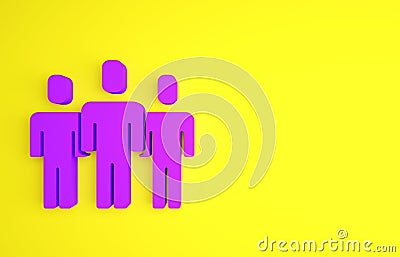 Purple Users group icon isolated on yellow background. Group of people icon. Business avatar symbol - users profile icon Cartoon Illustration