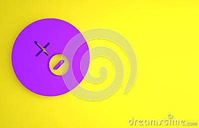 Purple Venus symbol icon isolated on yellow background. Astrology, numerology, horoscope, astronomy. Minimalism concept Cartoon Illustration