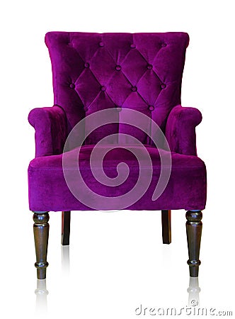 Purple vintage armchair isolated on white clipping path. Stock Photo