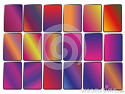 Purple Violet green blue red color gradient set color combination set, color swatches, pantone set, gradient color template, gradi Vector Illustration