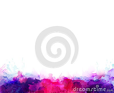 Purple, violet, lilac and pink watercolor stains. Bright color element for abstract artistic background. Vector Illustration