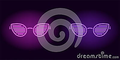 Purple and violet neon club glasses Vector Illustration