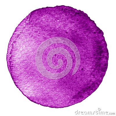 Purple watercolor circle. Stain with paper texture. Stock Photo