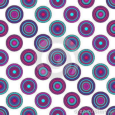 Purple and white circles seamless vector pattern. Vector Illustration