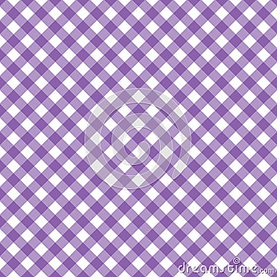 Purple white diagonal gingham cloth, tablecloth, background, wallpaper, fabric, texture pattern vector illustration Vector Illustration