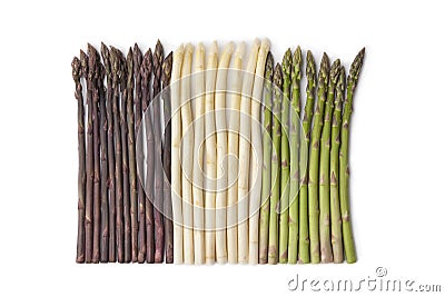 Purple, white and green asparagus Stock Photo