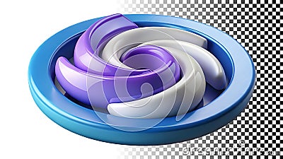 Purple and white swirl smooth, gradient spiral, abstract design, modern swirl and soft flow png transparent image Generative AI Stock Photo
