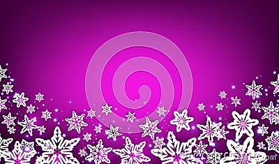 Purple winter background with snowflakes. Vector Illustration