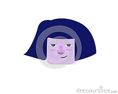 Purple woman face illustration in flat style Stock Photo