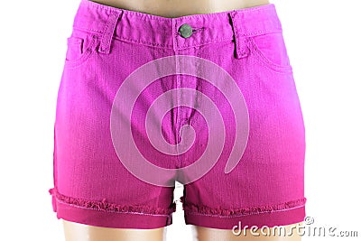 Purple women jeans shorts. Stock Photo