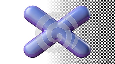 Purple X mark cross icon close cancel delete error symbol math png transparent image Generative AI Cartoon Illustration