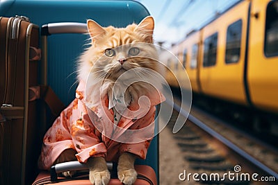 Purr fect vacation Cat travel concept brings humor and amusement Stock Photo