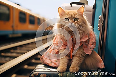 Purr fect vacation Cat travel concept brings humor and amusement Stock Photo