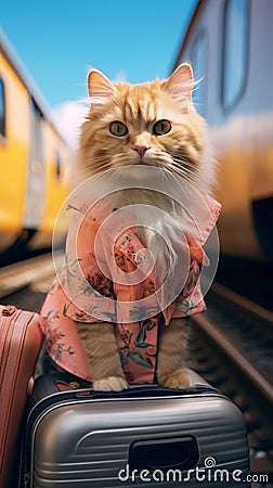 Purr fect vacation Cat travel concept brings humor and amusement Stock Photo