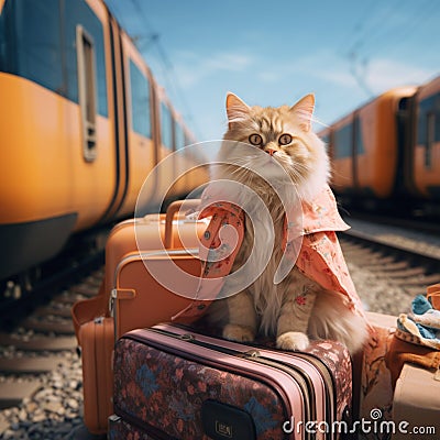 Purr fect vacation Cat travel concept brings humor and amusement Stock Photo