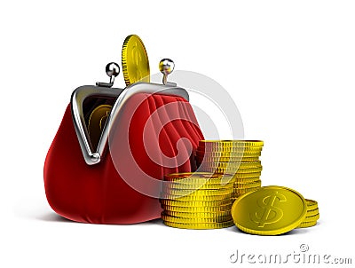 Purse and coins Stock Photo