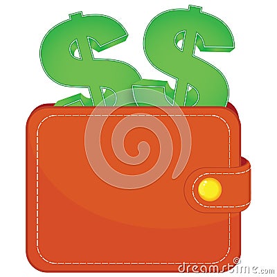 A purse with a dollars signs Vector Illustration