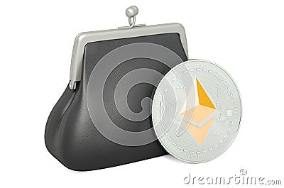 Purse with ethereum, 3D rendering Editorial Stock Photo