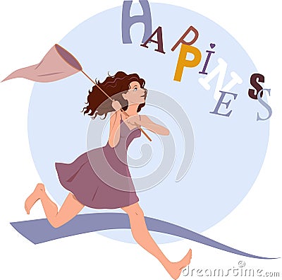 Pursuing happiness Vector Illustration