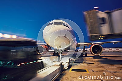 Push back of the airplane Stock Photo