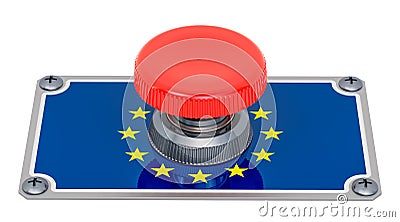 Push button with the European Union flag, 3D rendering Stock Photo