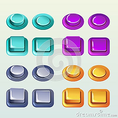 Push Buttons For A Game Or Web Design Element, Set2 Vector Illustration