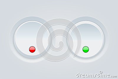 Push buttons. Round 3d icons Vector Illustration