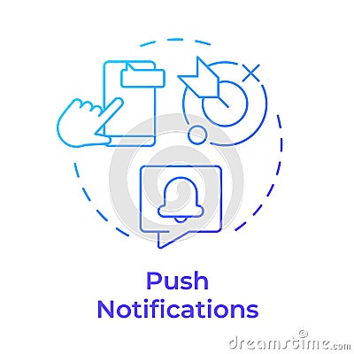Push notifications blue gradient concept icon Vector Illustration
