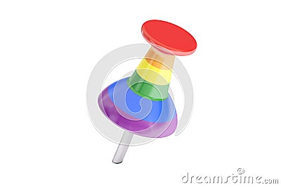 Push pin with flag of Gay Pride Rainbow, 3D rendering Stock Photo