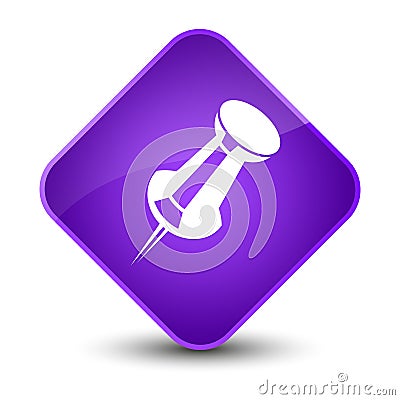 Push pin icon elegant purple diamond button Cartoon Illustration