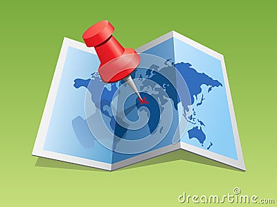 Push pin in a map Stock Photo