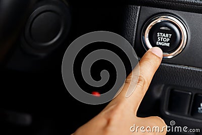 Push Start button will work together with Smart Key to communicate between the car and the Smart Key. Stock Photo