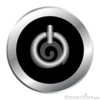 Pushbutton Switch. symbol, pushbutton. Electrical switches power symbol, Metallic push-button icon Stock Photo