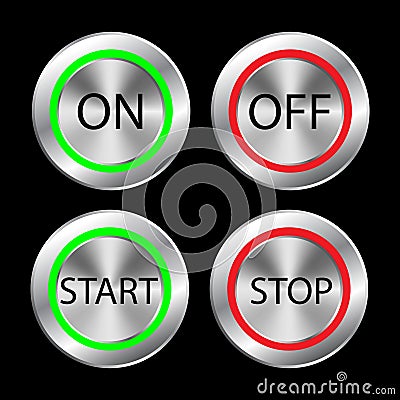Pushbutton Switch. symbol pushbutton. Electrical switches power symbol Metallic push-button icon Stock Photo