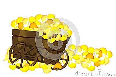 Pushcart and leaves Stock Photo