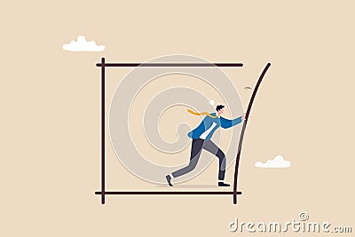 Pushing limits challenge yourself to overcome boundary, effort and strength to push over limit, attitude to success, get out of Vector Illustration