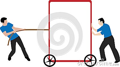 Pushing and pulling empty frame Vector Illustration