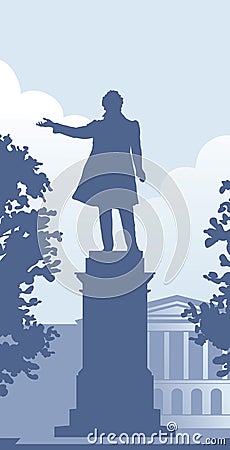 Pushkin monument in the Saint Petersburg Vector Illustration