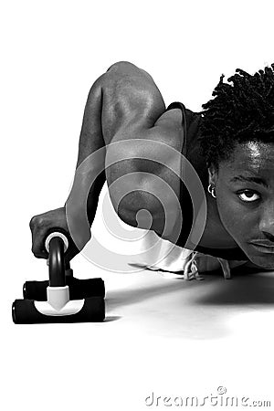 Pushups in black and white Stock Photo